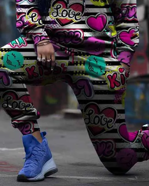 Women's Big & Tall 2 Piece Sweatsuit Kiss Love Stripe Hoodie Pants Set sold by Biggmans product image thumbnail 3