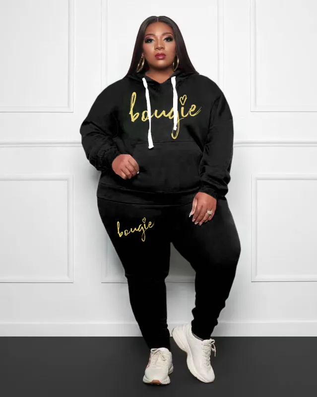 Women's Big & Tall 2 Piece Tracksuit Bougie Hoodie and Sweatpants Set sold by Biggmans