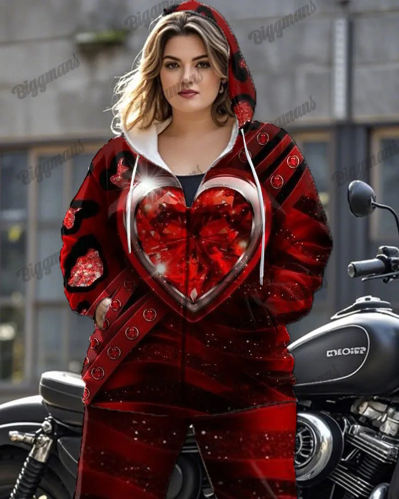 Love Individual Printed Large Size Long Sleeve Zipper Hoodie Set sold by Biggmans product image thumbnail 2
