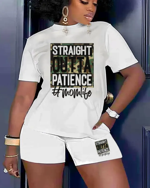 Women's Big & Tall Street Straight Patience Today Short Sleeve Shorts Set sold by Biggmans