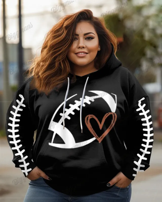 Women's Big Simple Daily Football Lover Gameday Print Long-sleeved Hoodie sold by Biggmans