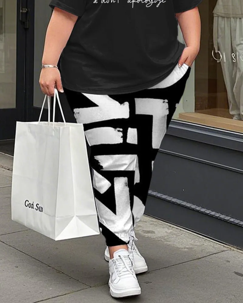 Women's Plus Size Be Yourself T-Shirt and Print Trousers Suit sold by Biggmans product image thumbnail 3