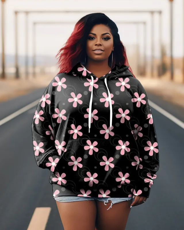Big and Tall Women's Floral Petal Mesh Long Sleeve Hoodie sold by Biggmans