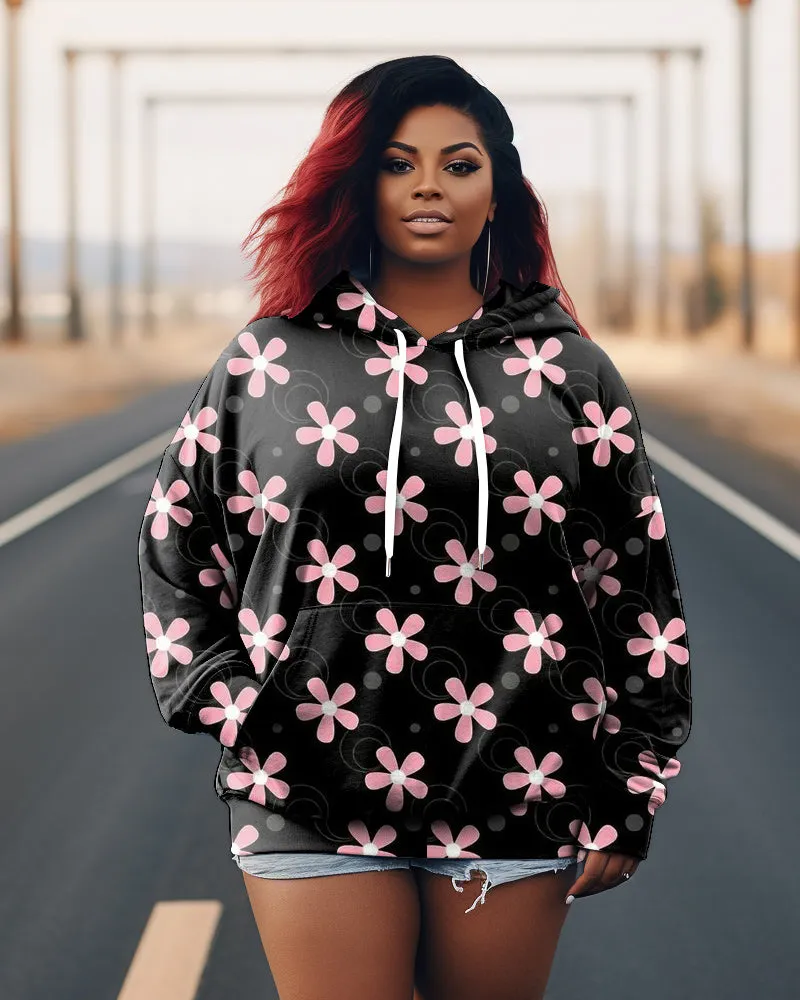 Big and Tall Women's Floral Petal Mesh Long Sleeve Hoodie sold by Biggmans