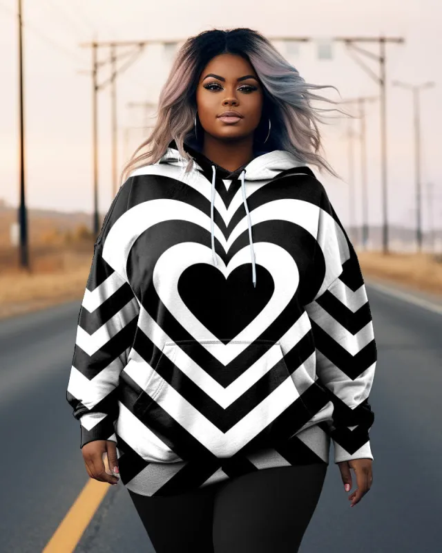 Women's Big and Tall Heart Abstract Mesh Long Sleeve Hoodie sold by Biggmans