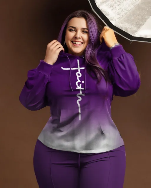 Women's Big & Tall Faith Purple Gradient Hoodie and Pants Set sold by Biggmans product image thumbnail 2
