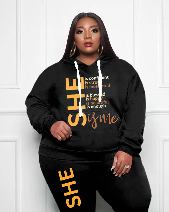 Women's Big and Tall She Is Positive Vibes Hoodie Set sold by Biggmans product image thumbnail 2