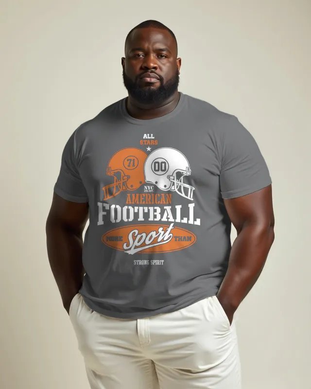 100% Cotton-Rugby Men's Grey Plus Size Short Sleeve T-Shirt sold by Biggmans