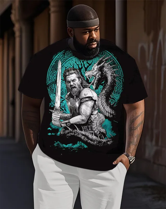 Black Printed With Vikings Fighting With Earthly Serpents sold by Biggmans