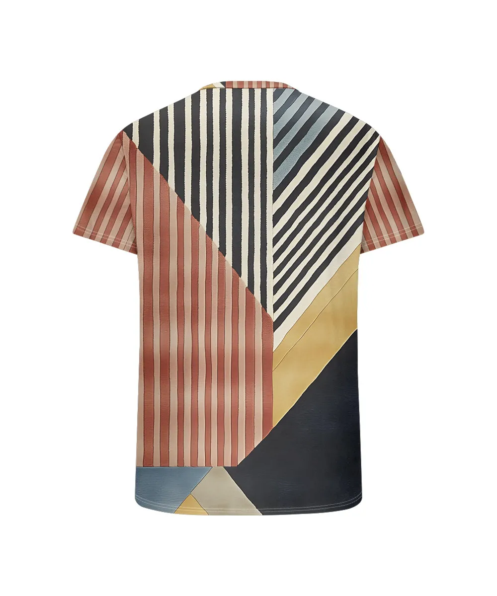Men's Plus Size Daily Casual Red Stripe Patchwork Geometric Print Henry Collar Button Short Sleeve T-Shirt sold by Biggmans product image thumbnail 5