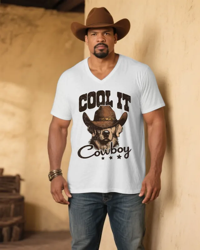 Men's Plus Size White Western Animal V-Neck Short Sleeve Tee sold by Biggmans