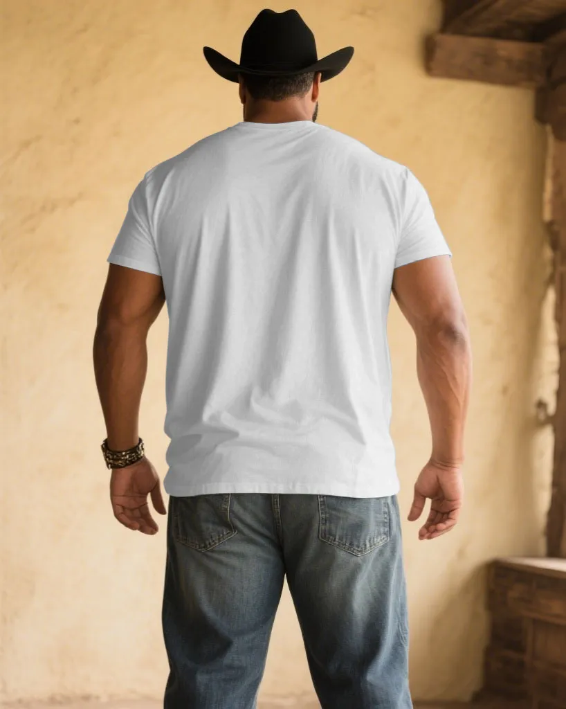 Men's Plus Size White Western Spirit V-Neck Short Sleeve T-Shirt sold by Biggmans product image thumbnail 2