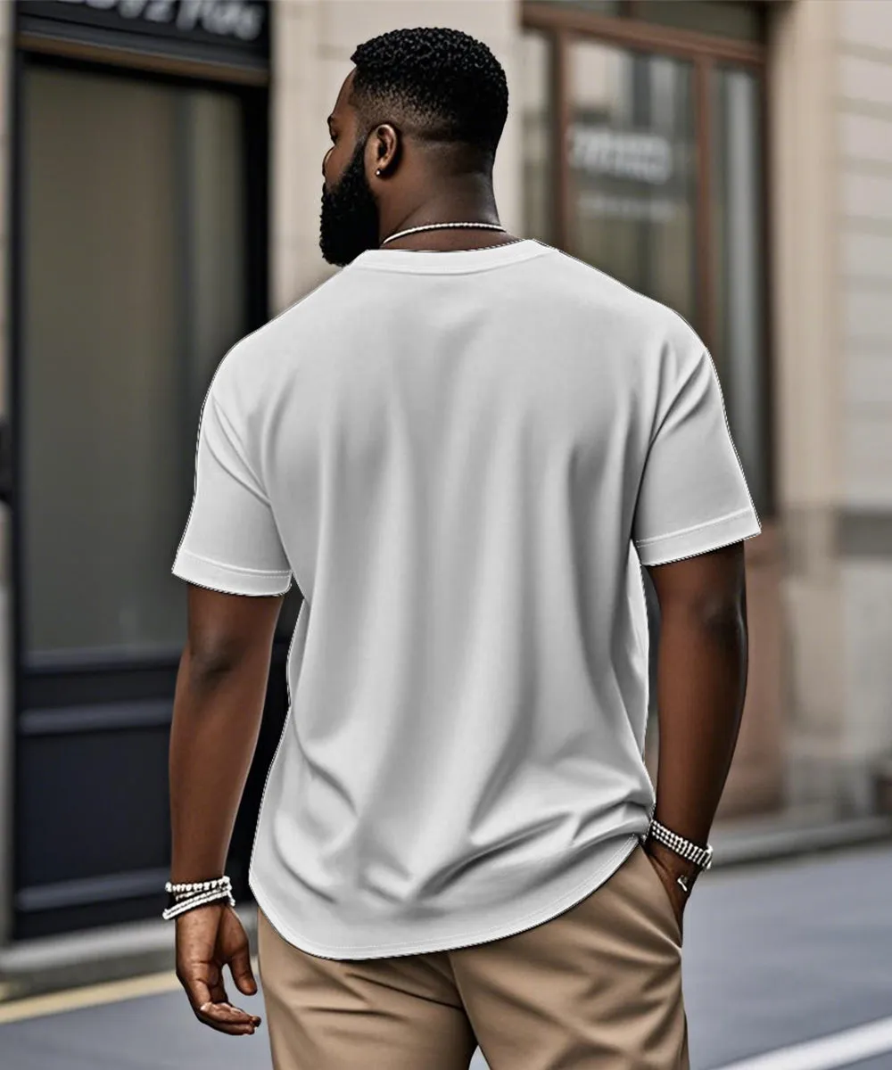 Men's Plus Size Daily Casual Abstract Feather Print Henry Collar Button Short Sleeve T-Shirt sold by Biggmans product image thumbnail 2