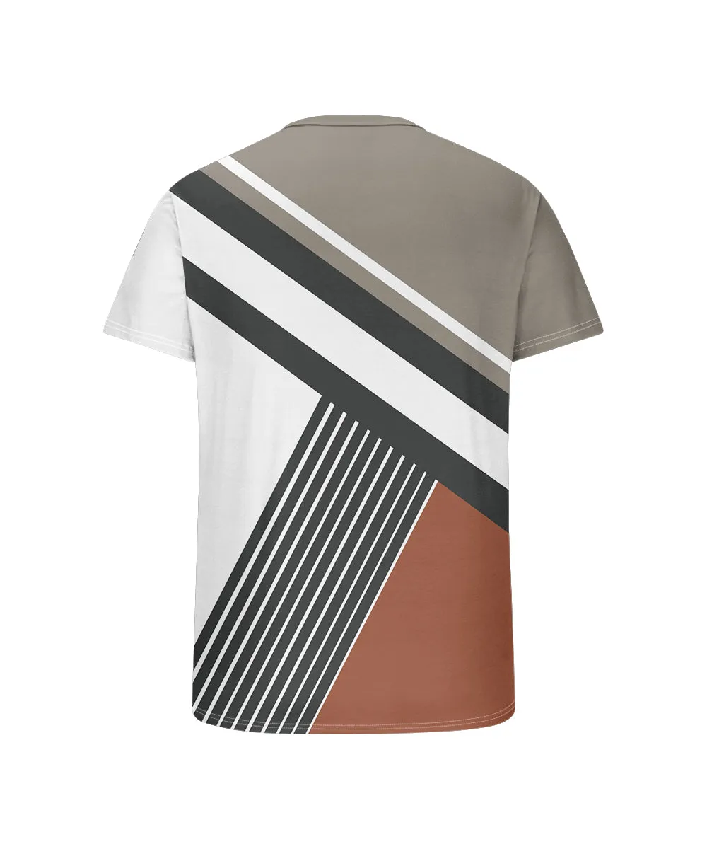 Men's Plus Size Daily Casual Grey Patchwork Striped Printed Henry Collar Button Short Sleeve T-Shirt sold by Biggmans product image thumbnail 5