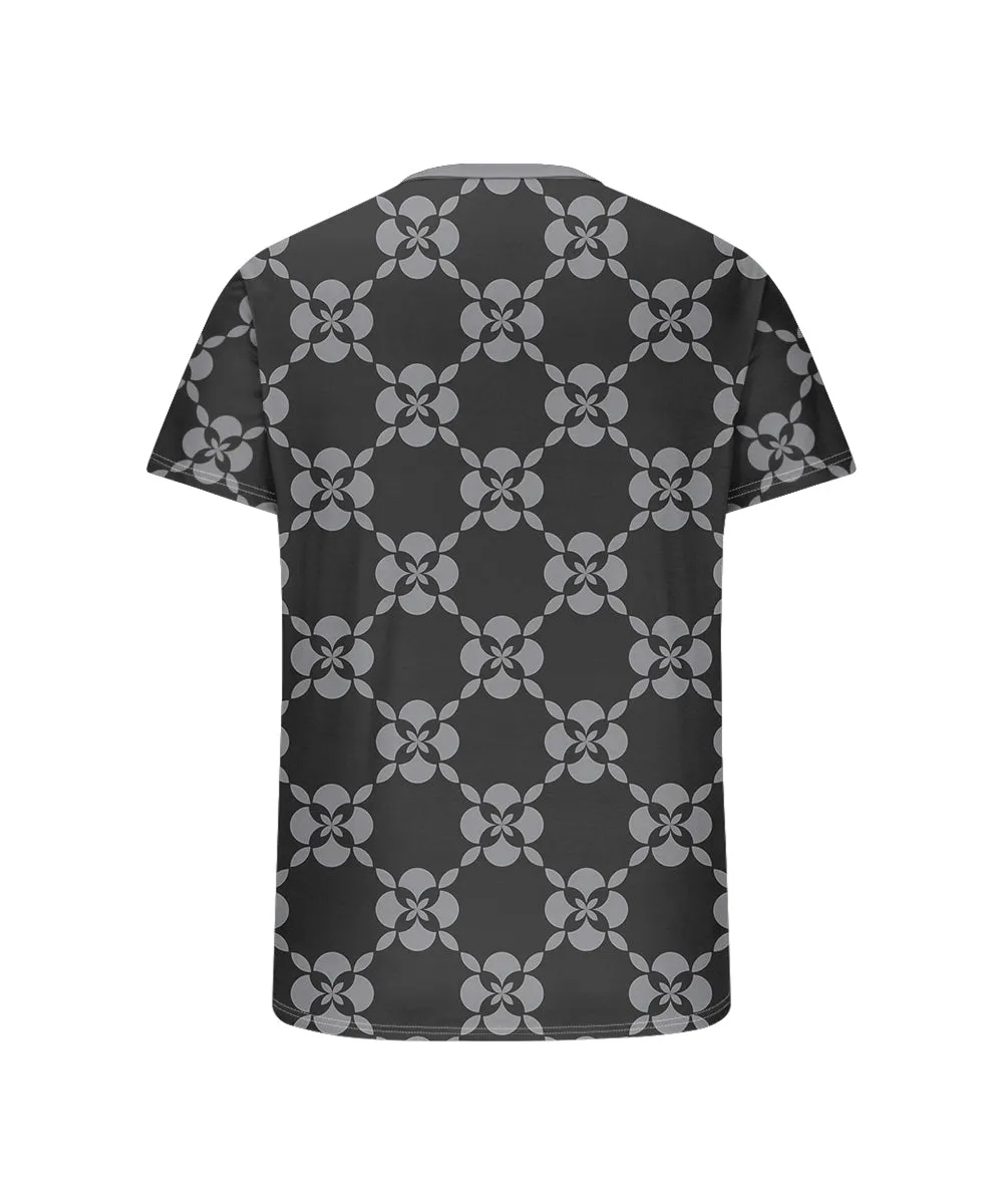 Men's Plus Size Daily Casual Black Grey Diamond Geometric Print Henry Collar Button Short Sleeve T-Shirt sold by Biggmans product image thumbnail 5
