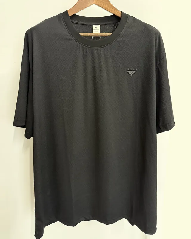 4XL-8XL Big & Tall Men's Daily Casual Quick-drying Jacquard Crewneck Short-sleeved T-shirt sold by Biggmans