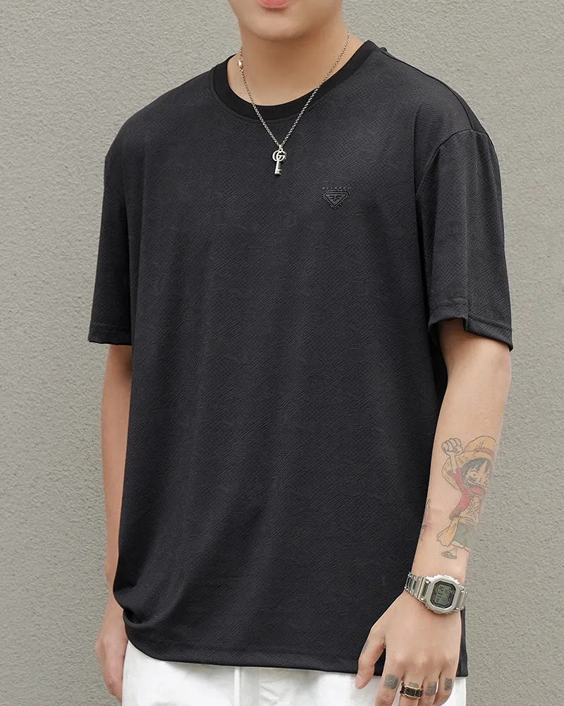 4XL-8XL Big & Tall Men's Daily Casual Quick-drying Jacquard Crewneck Short-sleeved T-shirt sold by Biggmans product image thumbnail 2