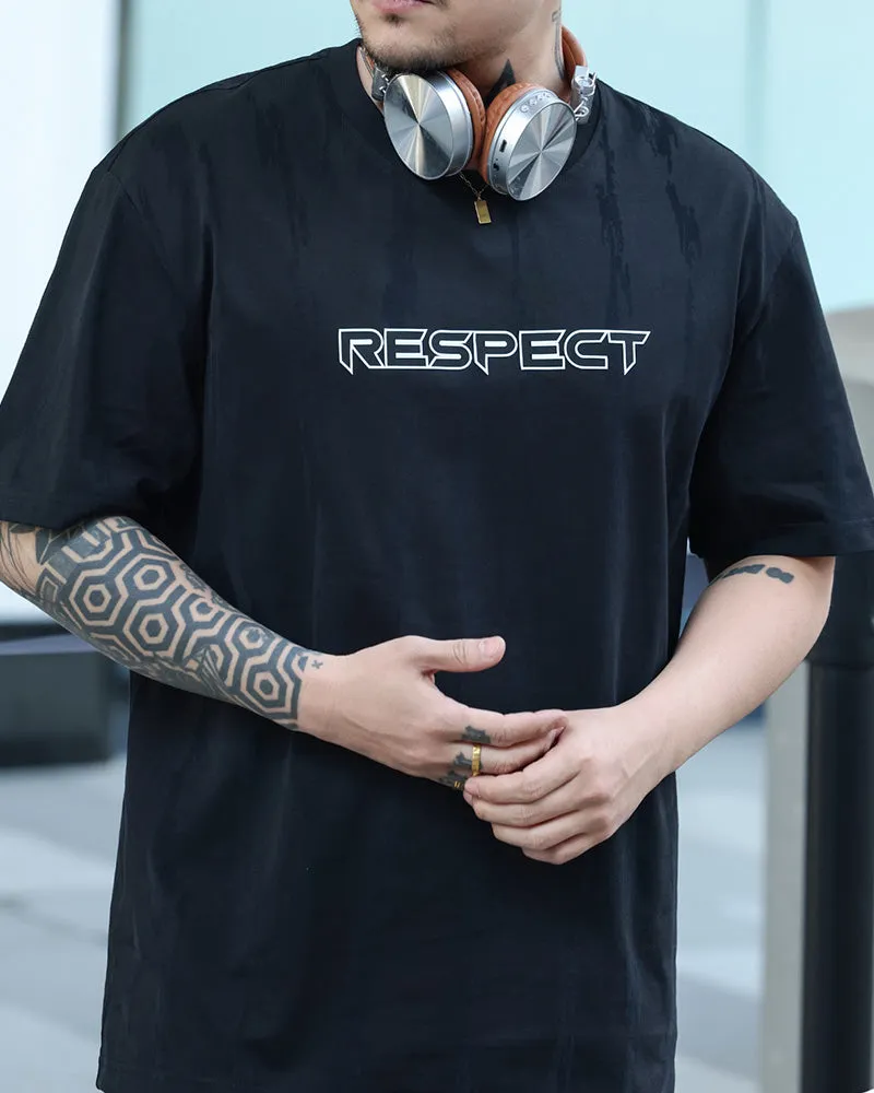 4XL-8XL Big & Tall Men's Daily Leisure Vertical Respect Letter Cotton Crewneck Short-sleeved T-shirt sold by Biggmans product image thumbnail 3