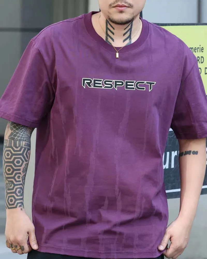 4XL-8XL Big & Tall Men's Daily Leisure Vertical Respect Letter Cotton Crewneck Short-sleeved T-shirt sold by Biggmans product image thumbnail 2