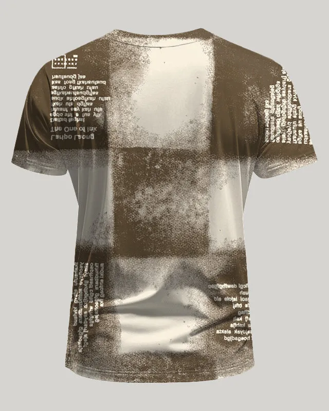 Big & Tall Men's Daily Casual Coffee Gradient Plaid Letter Printed Round Neck Short Sleeve T-Shirt sold by Biggmans product image thumbnail 2