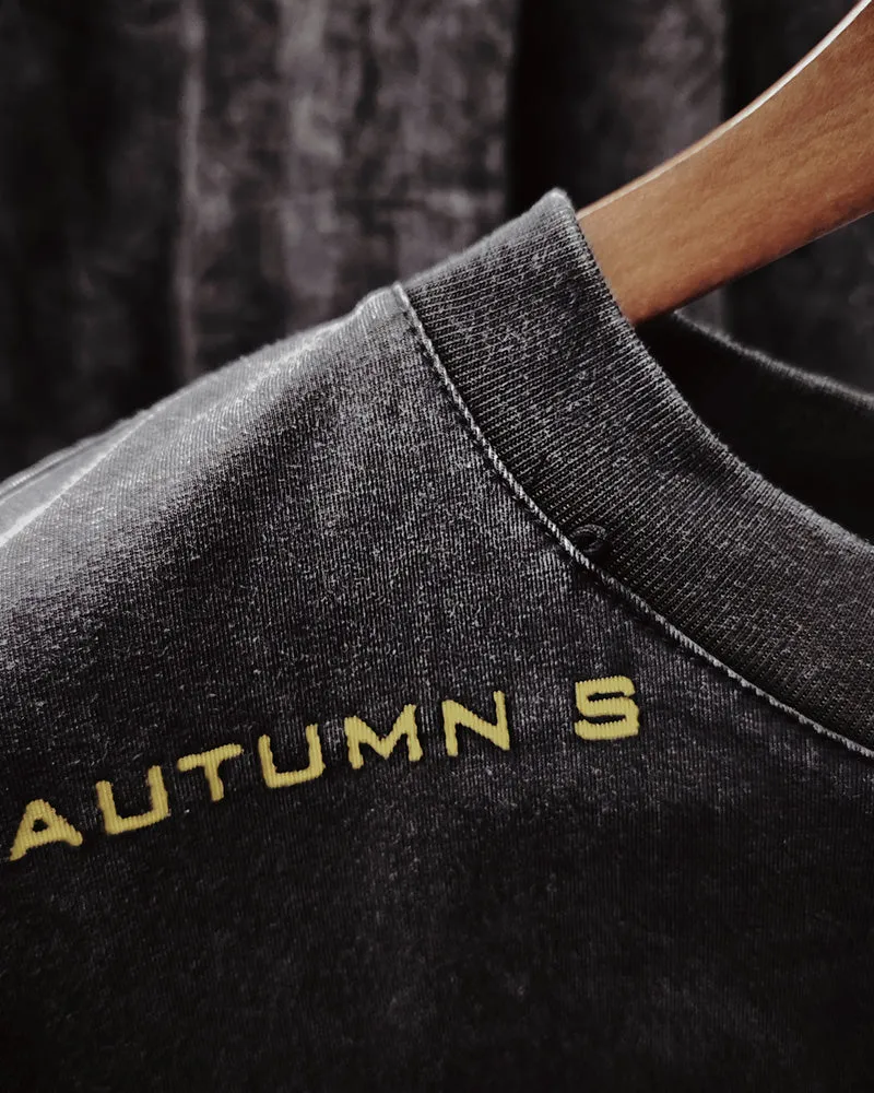 M-XL Street Fashion Black Yellow Old Burned Flower Letter Printing Round Neck Short Sleeve T-Shirt sold by Biggmans product image thumbnail 4