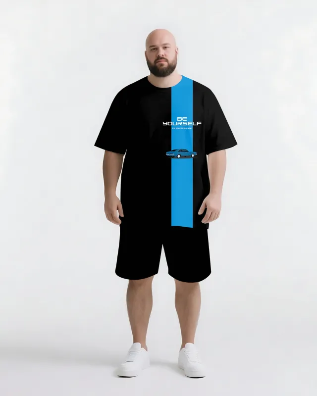 Rooted In Self Reaching for More Big & Tall Men's Simple Lettering T-shirt 2-Piece Set sold by Biggmans