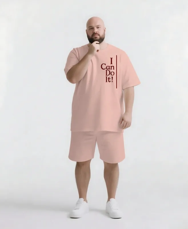 No Matter What You Can Do It Big & Tall Men's Simple Lettering T-shirt 2-Piece Set sold by Biggmans