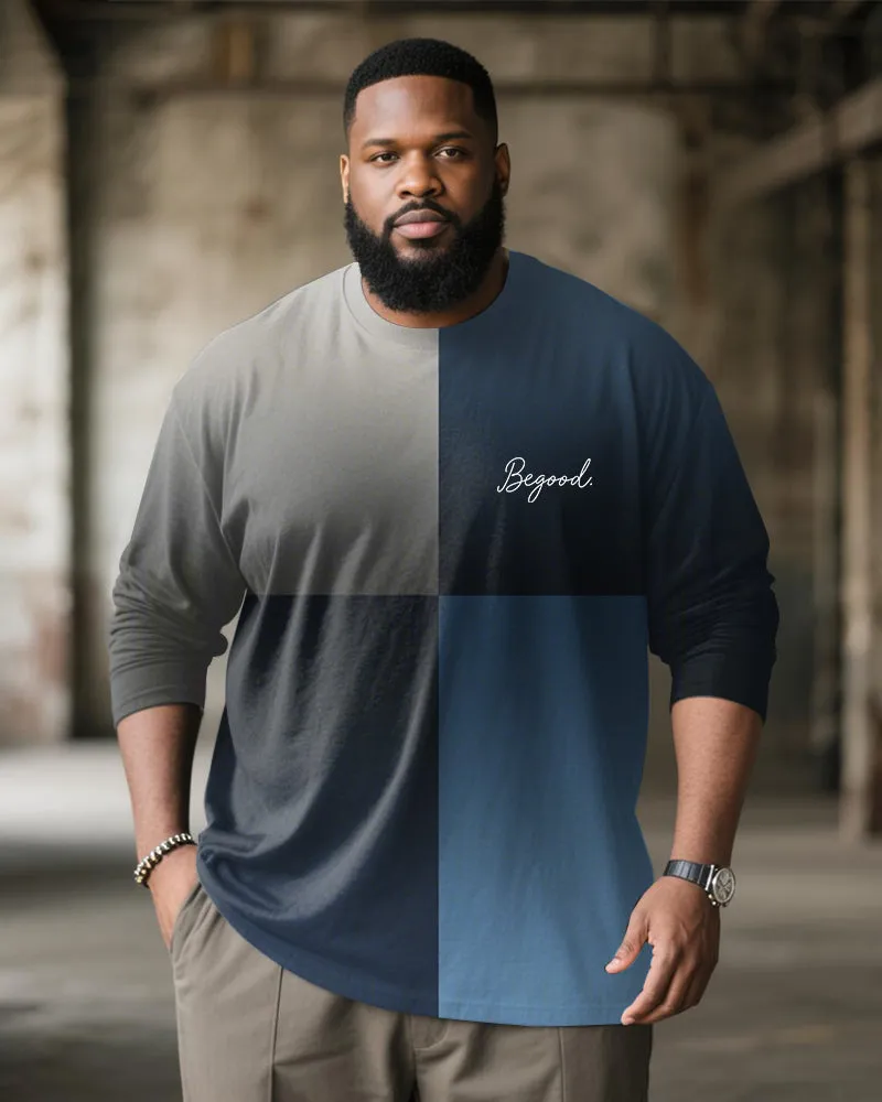 Big & Tall Men's Quad Gradient Begood Alphabet Print Long Sleeve T-Shirt sold by Biggmans product image thumbnail 2