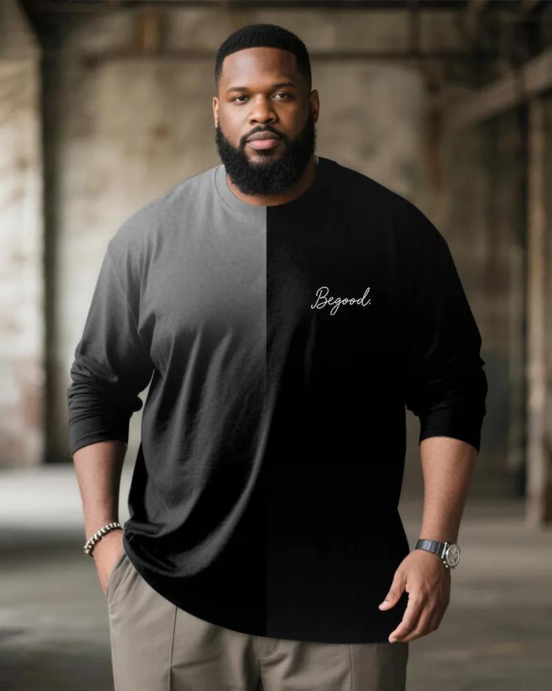 Big & Tall Men's Quad Gradient Begood Alphabet Print Long Sleeve T-Shirt sold by Biggmans product image thumbnail 3