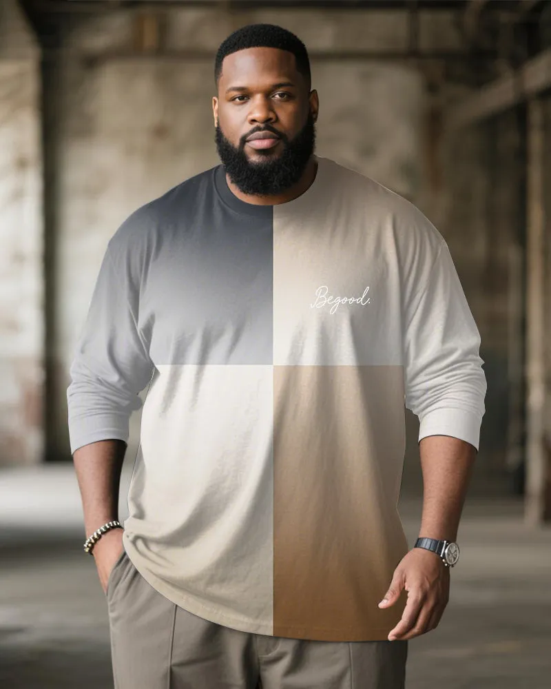 Big & Tall Men's Quad Gradient Begood Alphabet Print Long Sleeve T-Shirt sold by Biggmans