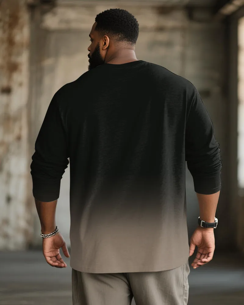 Big & Tall Men's Black Khakis Gradient Lightning Pattern Long Sleeve T-shirt sold by Biggmans product image thumbnail 2