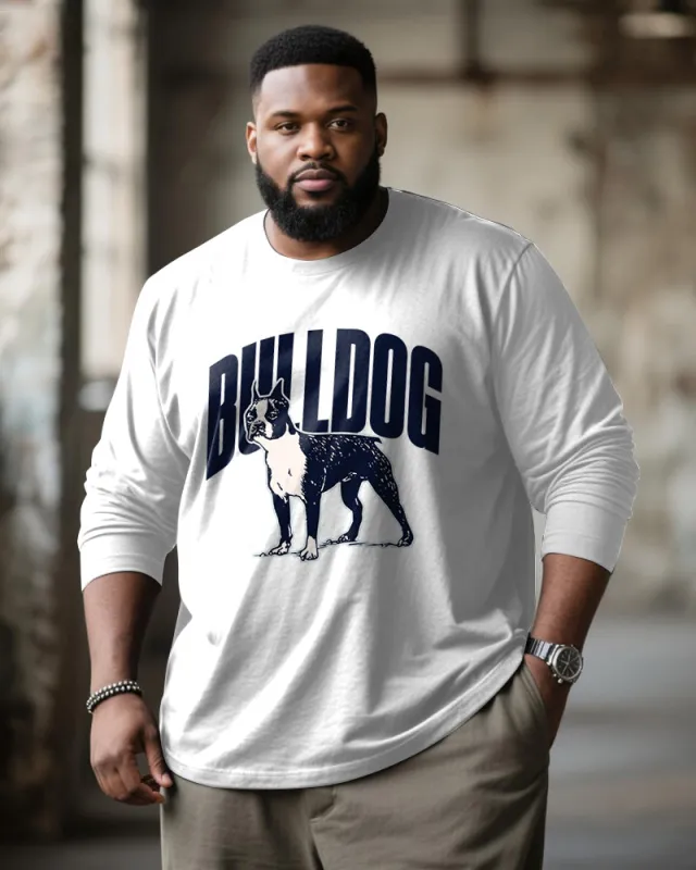 Big & Tall Men's BULLDOG Letter Print Long Sleeve Tee sold by Biggmans