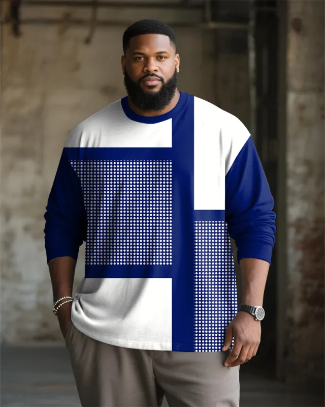 Big & Tall Men's Dot Strip Geometric Print Long Sleeve T-Shirt sold by Biggmans