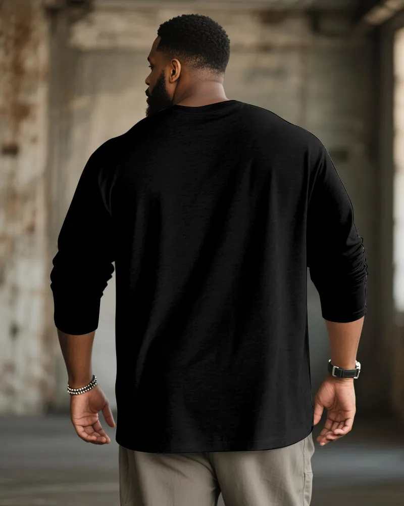 Big & Tall Men's Peace Logo Music Letter Print Long Sleeve T-Shirt sold by Biggmans product image thumbnail 2