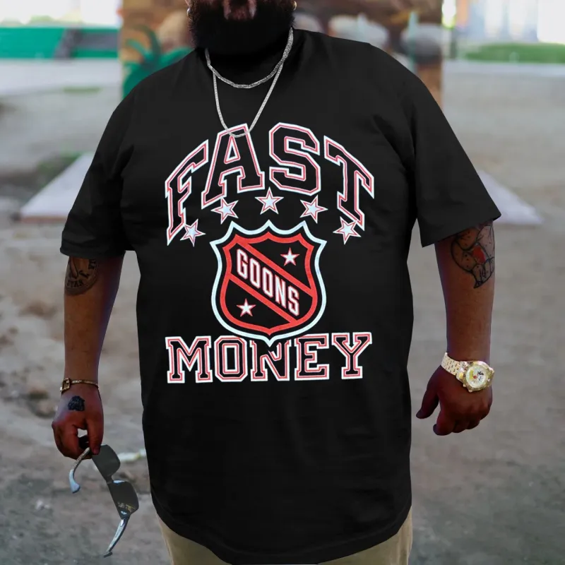 Plus Size Black Fast Money T-Shirt sold by Biggmans