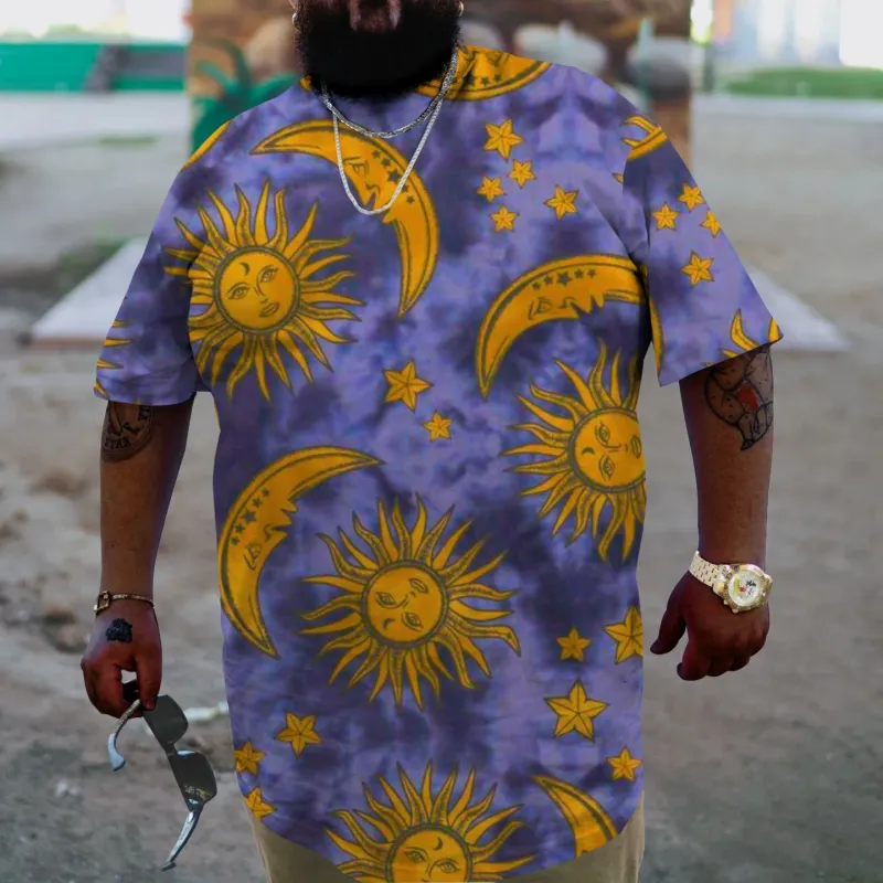 Men's Stars Sun Moon Plus Size T-Shirt sold by Biggmans