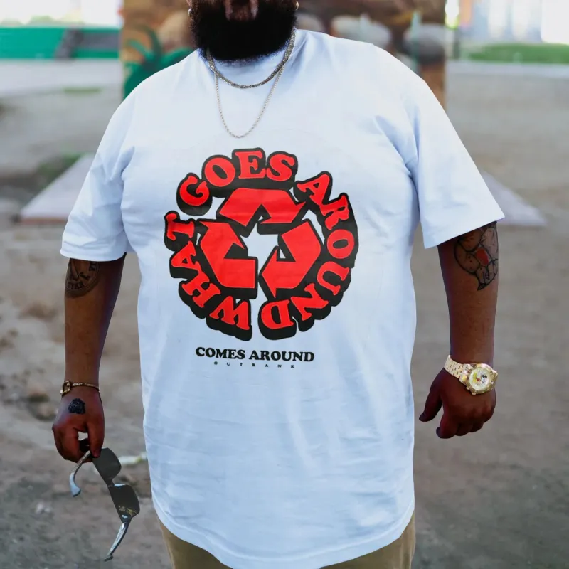Plus Size White Goes Aeound What T-Shirt sold by Biggmans
