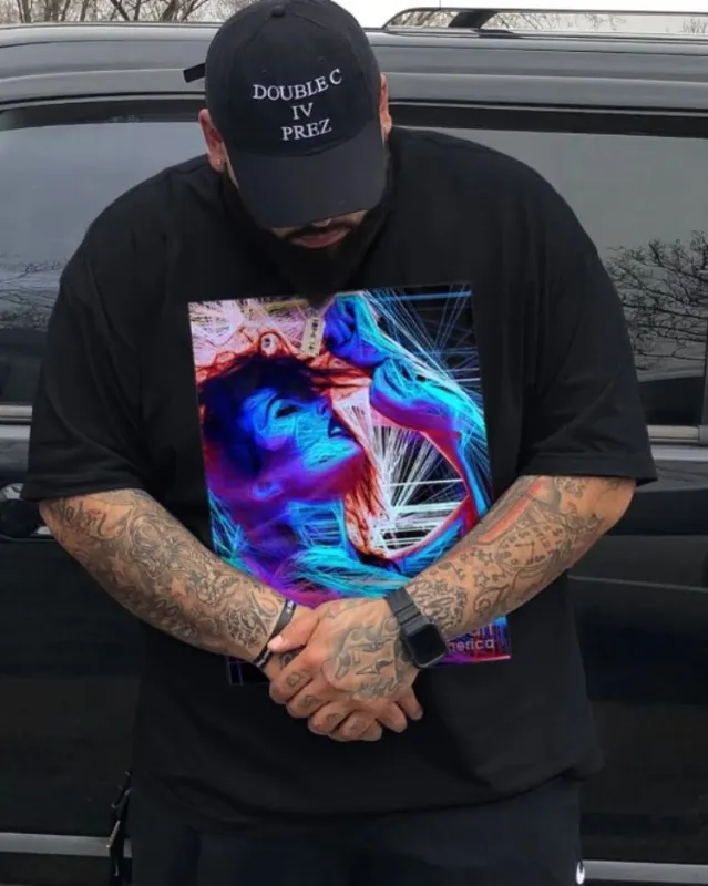 Plus size short sleeve trendy casual round neck T-shirt sold by Biggmans