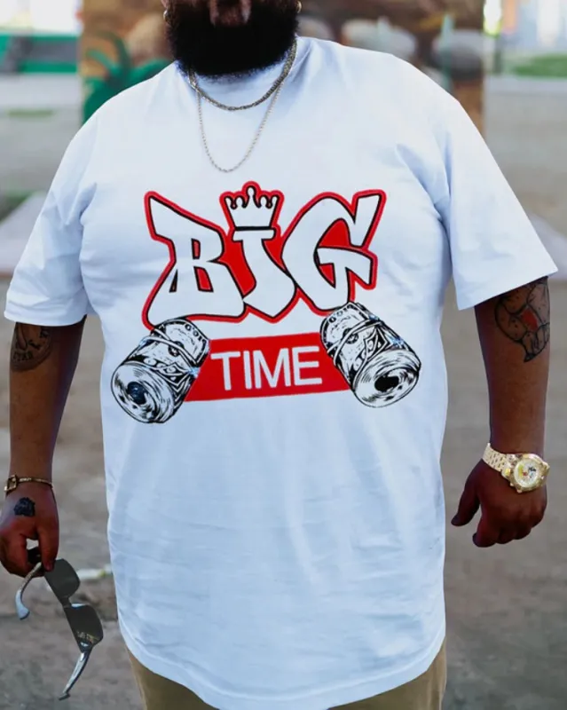 Plus Size White Big Time T-Shirt sold by Biggmans
