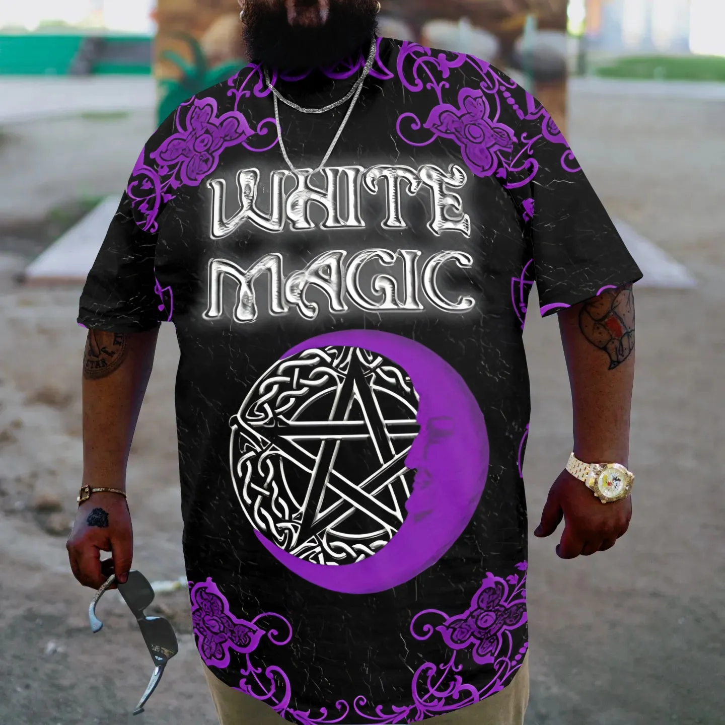 Gothic Plus Size White Magic Casual T-Shirt sold by Biggmans product image thumbnail 2