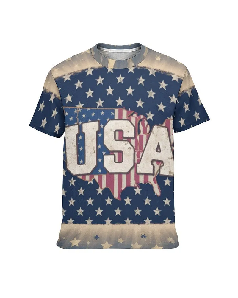 Men's Plus Size Independence Day Star USA Letter Print Round Neck Short Sleeve T-Shirt sold by Biggmans product image thumbnail 2