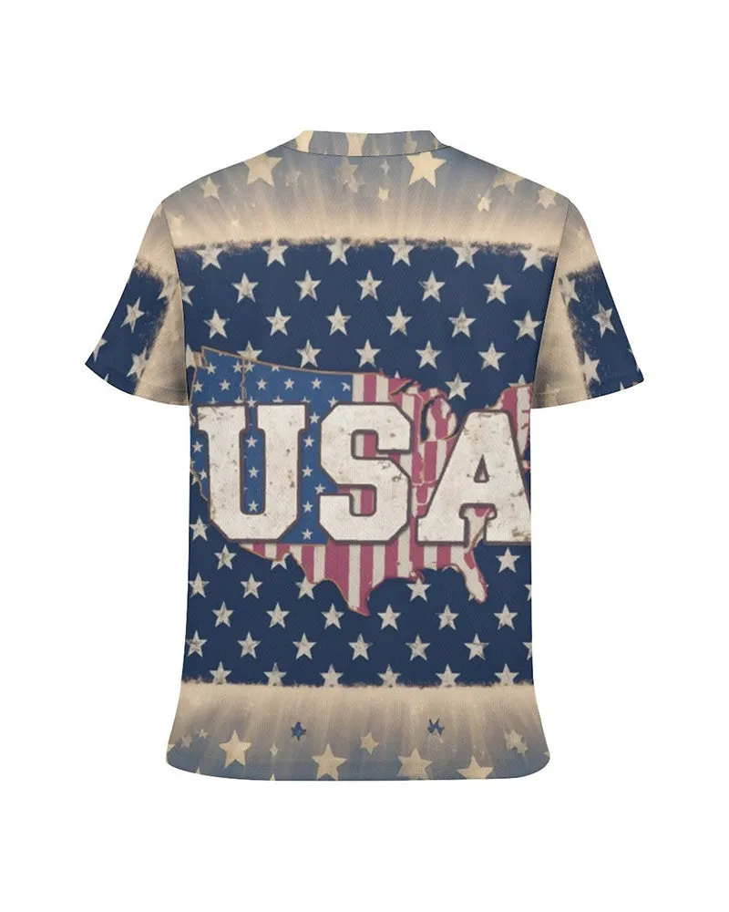 Men's Plus Size Independence Day Star USA Letter Print Round Neck Short Sleeve T-Shirt sold by Biggmans product image thumbnail 4