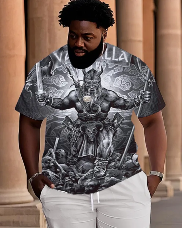 Big Man Viking Warrior Print Tee sold by Biggmans