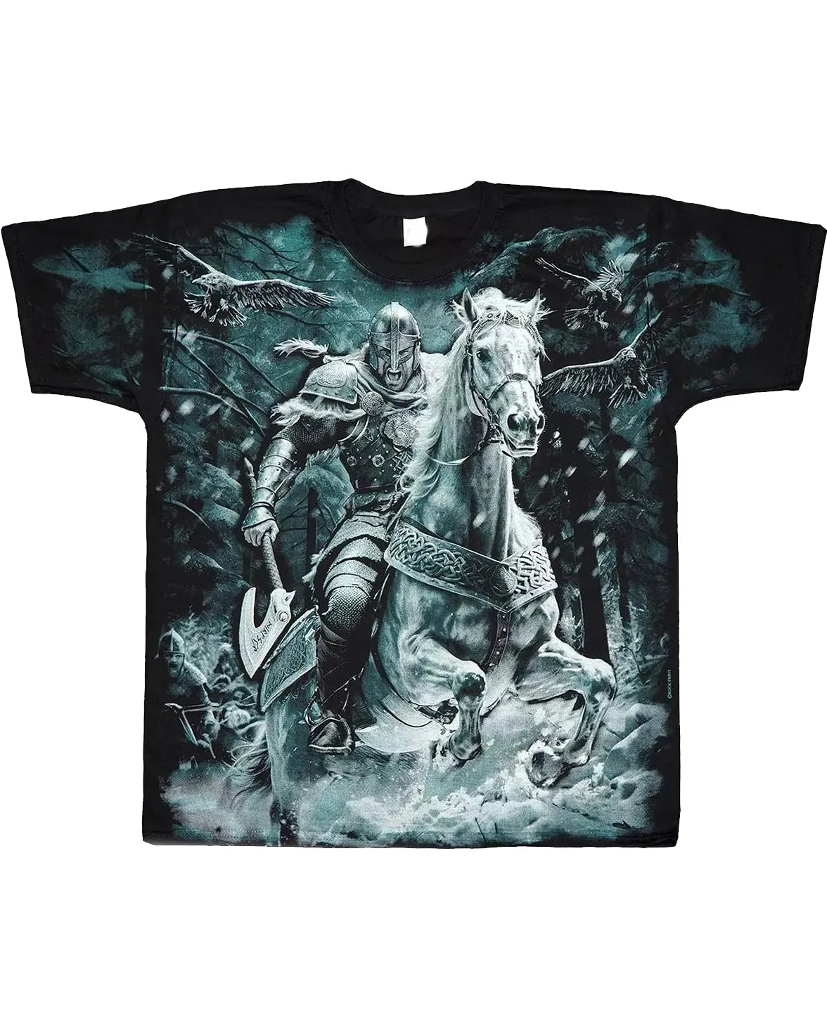 Plus Size Men's T-shirt With Viking Themed Print: Pagan Warrior On Horseback-with Prints On The Front And Back sold by Biggmans product image thumbnail 3