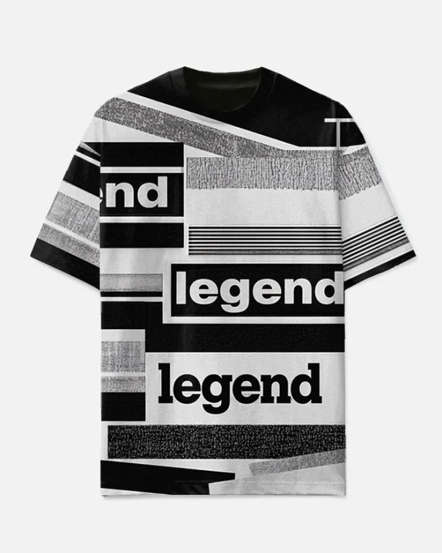 Men's Simple Letter Legend & Geometric Color Block Printed Big and Tall Short Sleeve T-shirt sold by Biggmans