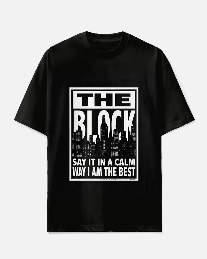 Big Men's Casual City Scene Poster THE BLOCK Letter Printed Short Sleeve T-shirt sold by Biggmans