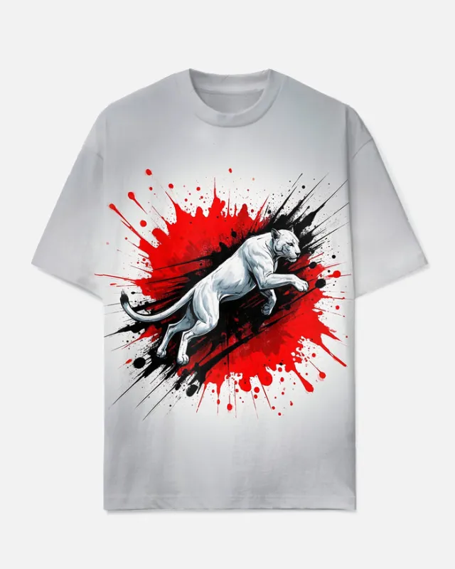 Big Men's Ink Splash Fashion Running Leopard Printed Casual Short Sleeve T-shirt sold by Biggmans