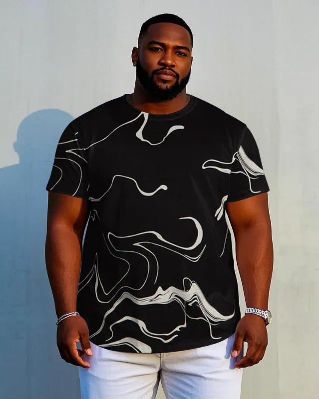 Men's Plus Size Black Quicksand Short Sleeve T-shirt sold by Biggmans