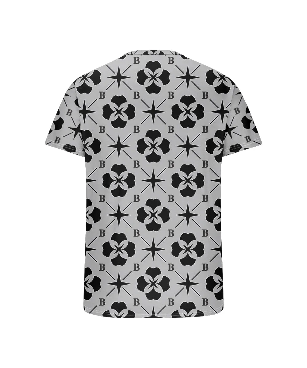 Men's Plus Size Daily Casual Grey Diamond Geometric Letter Print Henry Collar Button Short Sleeve T-Shirt sold by Biggmans product image thumbnail 5