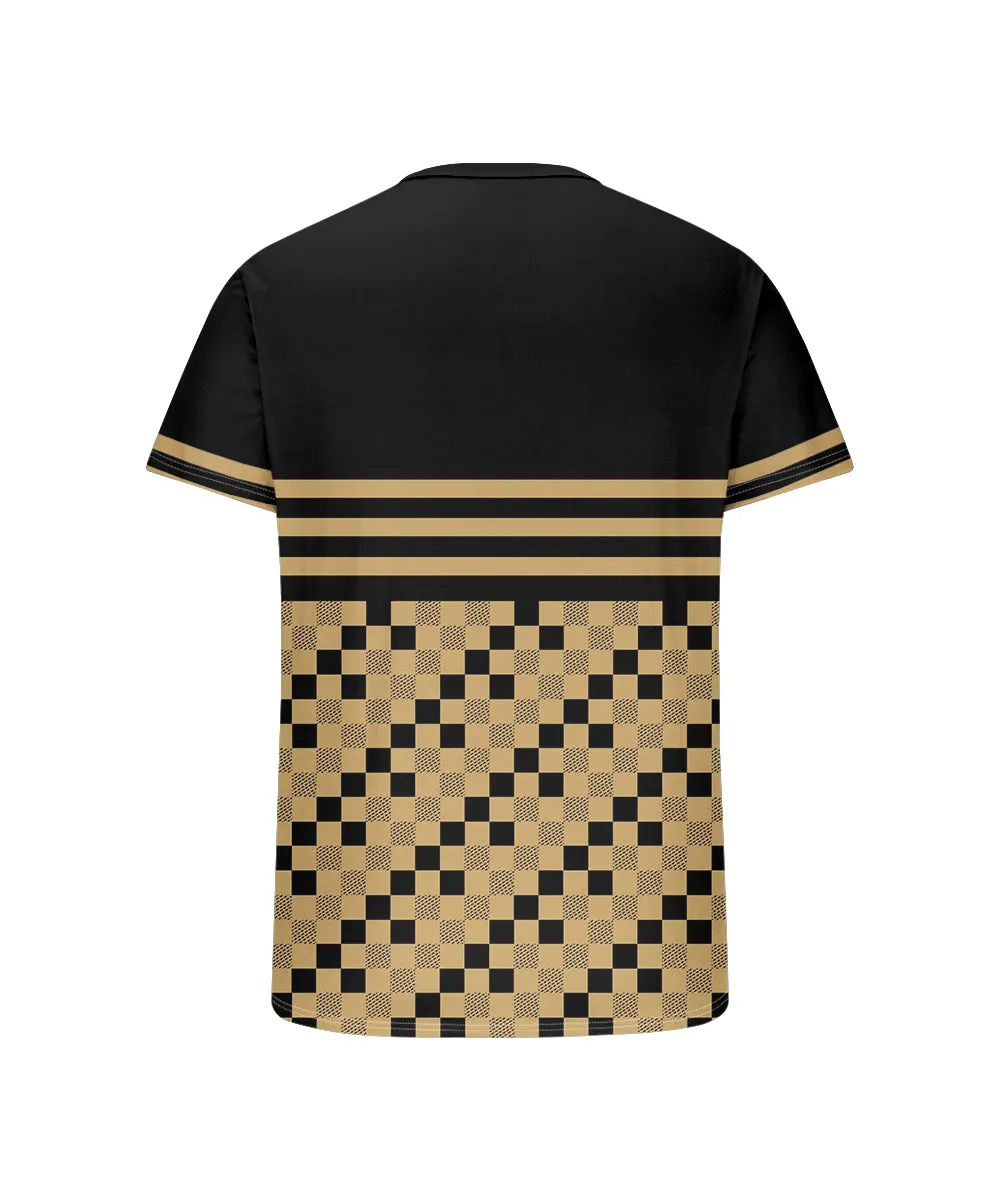 Men's Plus Size Casual Daily Black Plaid Print Henry Collar Button Short Sleeve T-Shirt sold by Biggmans product image thumbnail 5